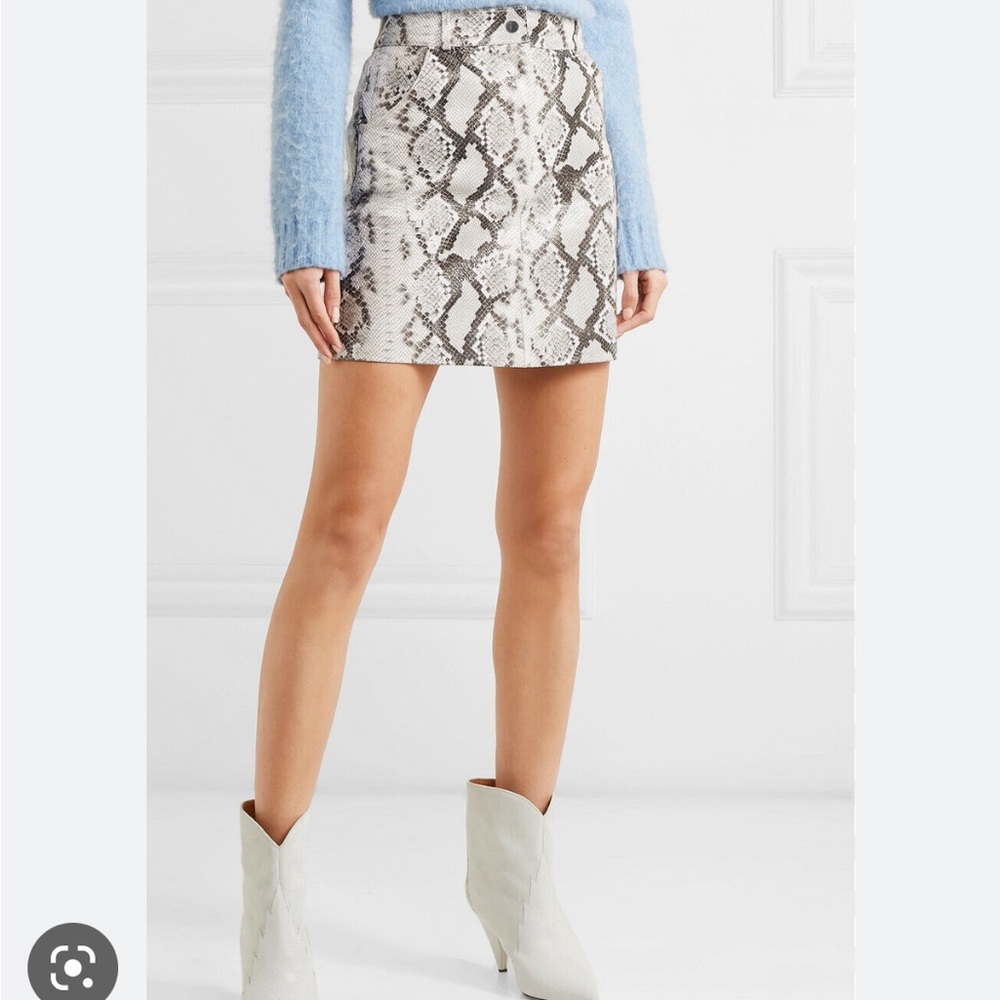Brand New Maje Snakeskin 100% Goat Leather Skirt Size 40